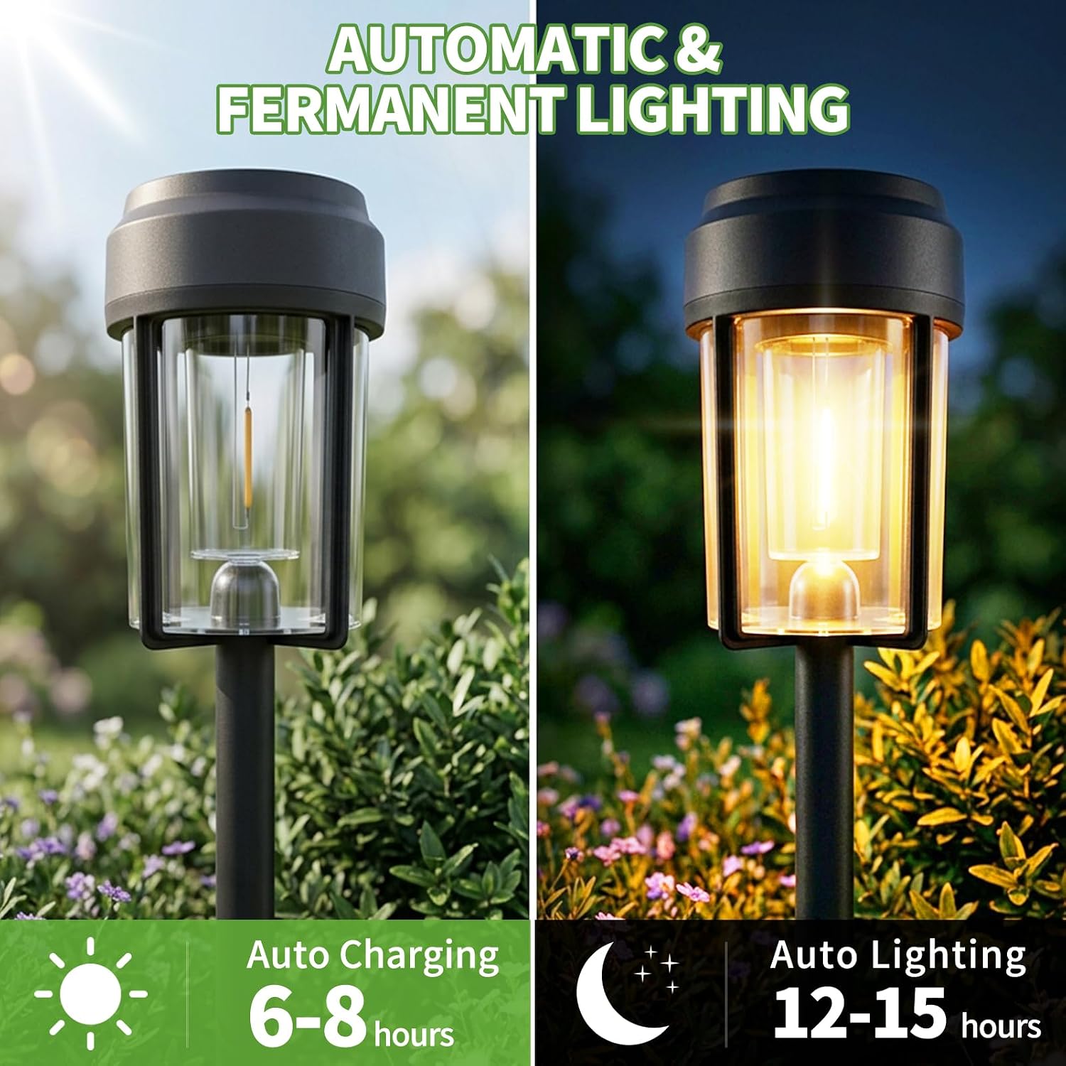 Solar Pathway Lights Outdoor, IP65 Waterproof Solar Powered Garden Lights, Auto On/Off Outdoor Light for Yard Lawn Garden Patio Walkway Driveway Landscape Lighting (10 Pack)