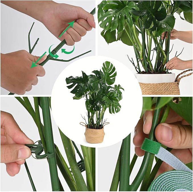 9 Pack Green Plant Support Stakes Plant Stakes for Indoor and Outdoor Plants. 39.37inch Plant Sticks with Extension Poles, Plant Clips,Plant Ties for Potted Monstera Plants, Climbing Plants
