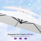 PURPLE LEAF 8' X 8' Patio Umbrella with Steel Plate Base for Pool 7' High Offset Outdoor Cantilever Umbrella Swimming Pool Umbrella with 360°Rotation for Poolside White