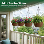 T4U Hanging Planters for Outdoor Plants, 10 Inch 4 Pack Fabric Hanging Baskets with Drainage Tray, Decorative Hanging Pots for Plants Outdoor Patio Porch Garden Use（Brown）