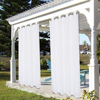 BONZER Waterproof Indoor/Outdoor Curtains for Patio Thick Privacy Grommet Curtains for Bedroom, Living Room, Porch, Pergola, Cabana, 1 Panel, 84W x 108L inch, White