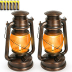 Double Mode Flame Retro Lantern, Battery Operated Vintage LED Candle Light, Adjustable Brightness, Waterproof IP65, Home, Garden & Camping Decor – 2 Pack