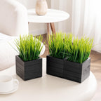mygift artificial green grass plants in vintage black, side view