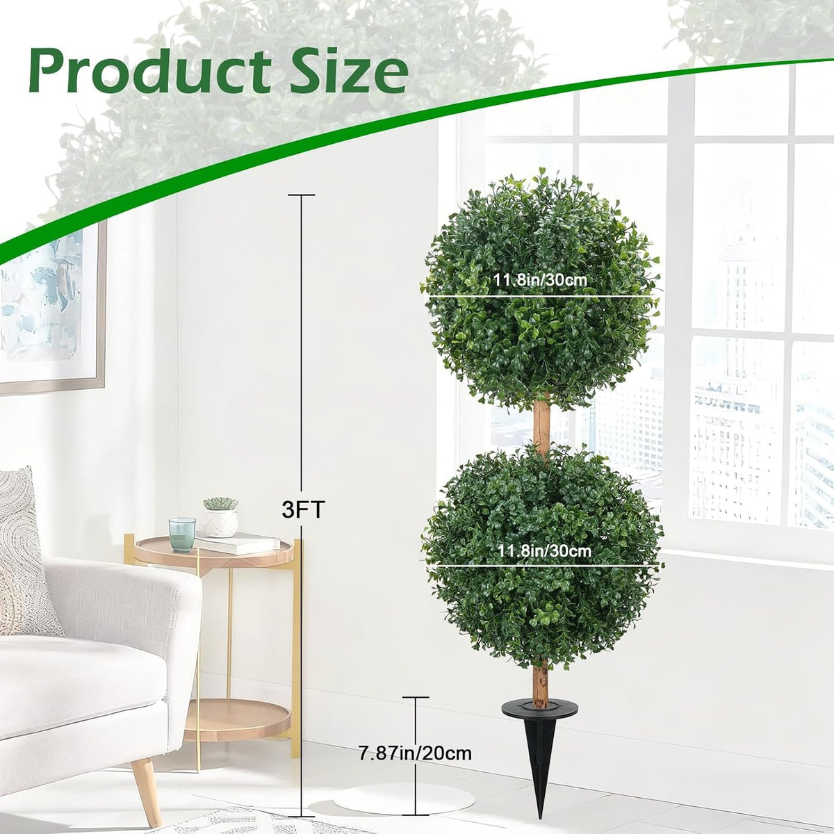 3ft topiary trees artificial outdoor faux boxwoods for, close-up detail