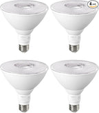 EDISHINE Flood Light Bulbs, PAR38 LED Outdoor Flood Light Bulbs, 120W Equivalent Dimmable Waterproof for Patio Yard Porch Driveway Garage, 3000K Warm Light 18W 1800LM E26 Base, 4 Pack, ETL Listed