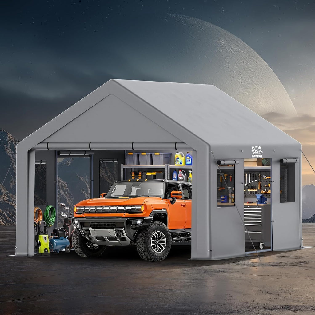 fanpat 13x20ft heavy duty carport with removable side, main product view
