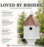 Bluebird Songbird Duplex Bird House, Copper Roof, Made in The USA (4" x 4" Mount)