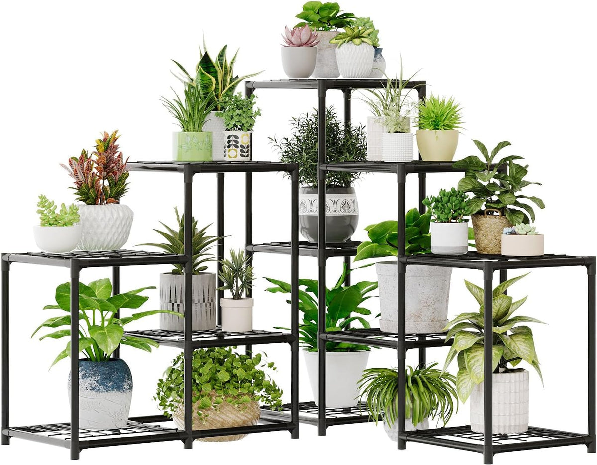 bamworld corner plant stand indoor metal plant shelf, main product view