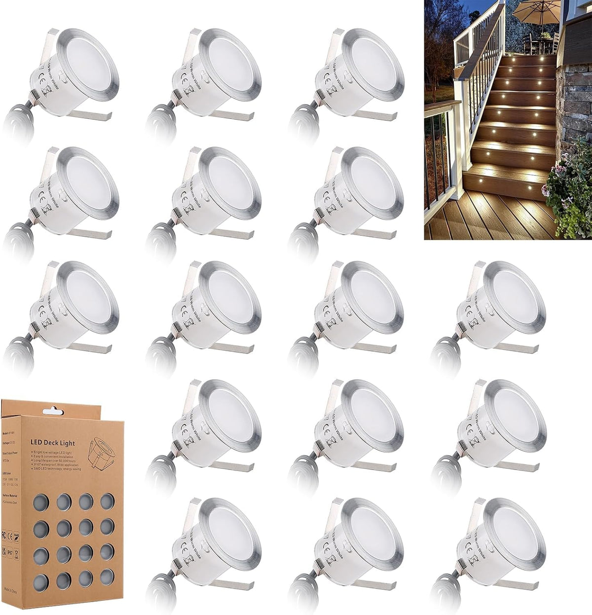 recessed led deck light kits, 32mm warm white, main product view