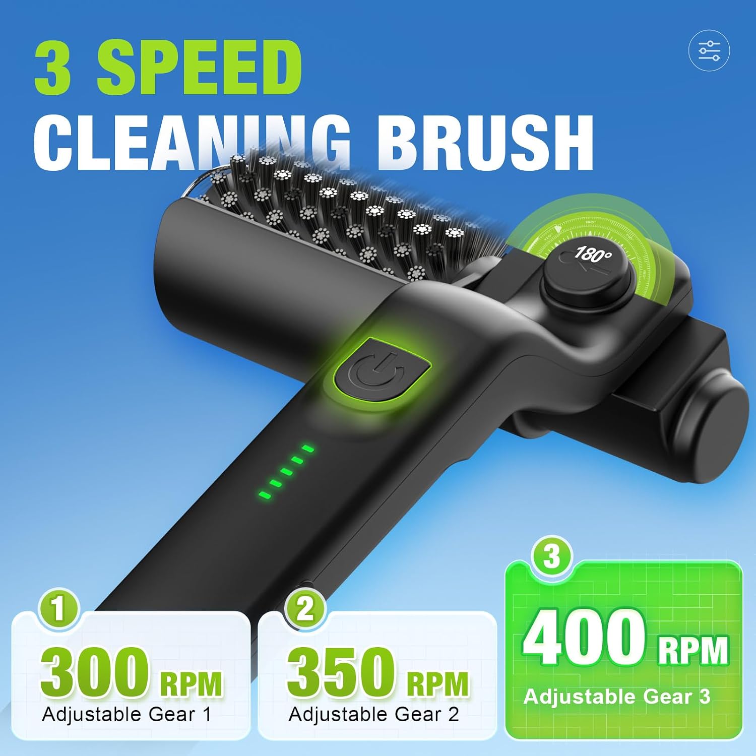 Electric Grill Brush, Cordless Rechargeable BBQ Grill Cleaner with 180° Adjustable Head, Powerful 3-Speed Motor, Stainless Steel Brush Head for Outdoor Grill, BBQ Grates, Gas Grills & Griddles