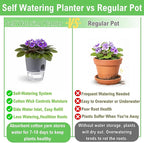 3.2 Inch Self Watering Planters Plastic Planter Pots 5 Pack Wicking Flower Pots Modern Decorative Planter for Small African Violets House Plants,Herbs,Indoor Outdoor Plant (Grey)