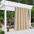 NICETOWN Patio Outdoor Curtain 95 inch Long Waterproof for Exterior Space, Home Fashion Thermal Insulated Silver Grommet Room Darkening Drape for Cabana, 84" W, Biscotti Beige, 1 Panel