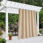 NICETOWN Patio Outdoor Curtain 95 inch Long Waterproof for Exterior Space, Home Fashion Thermal Insulated Silver Grommet Room Darkening Drape for Cabana, 84" W, Biscotti Beige, 1 Panel