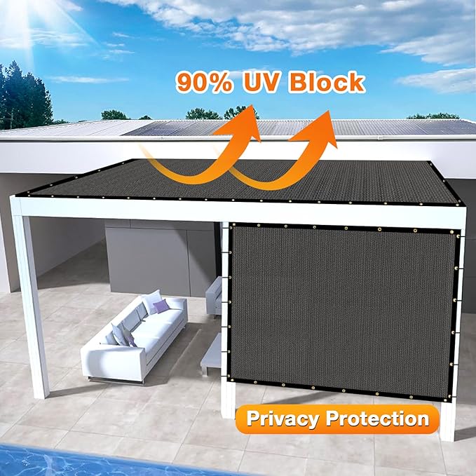 Artpuch Outdoor Pergola Shade Cover 6x8 FT Sun Shade Cloth with Grommets Dark Grey 90% UV Protection Canopy Patio Privacy Screen (Customized Available)