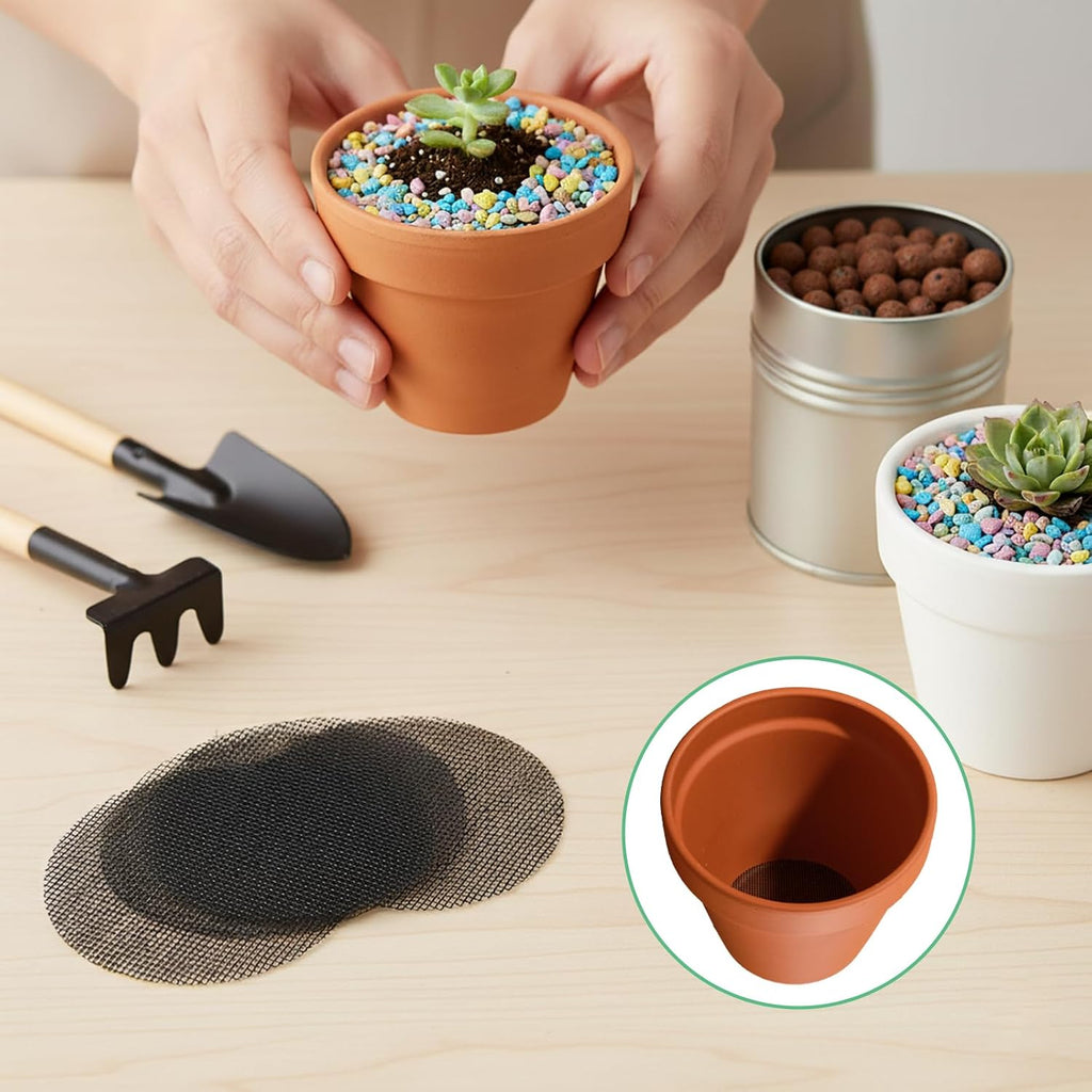 150 Mesh for Plant Plant Hole Mesh Pads Drainage Screen Plastic Round Flower Hole MeshScreen Cover Pad 2 3 4 Inch Assorted SizesMesh Preventing Soil Leakage