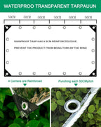 clear tarp 7x13ft,clear tarps with grommets,14 mil heavy, side view