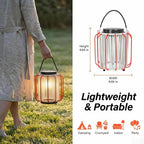 Outdoor Solar Lantern for Patio Waterproof, Rechargeable Table Lamp | IP54, 3000mAh 30H+ Runtime, USB-C & Solar Charging, Boho, Iron-frame, 3 Brightness Level