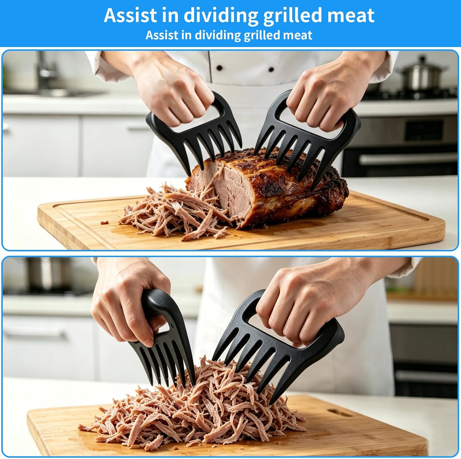 2-Pack Meat Shredder Claws for BBQ,Grilled Meat and Salad | Heavy Duty Grill Puller Shredding Tool for Pulled Pork, Chicken & Beef - Grill Accessories Gifts for Men/Women