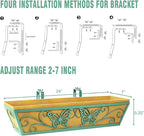 6 Pack 24 Inch Window Boxes Planter Railing Planters Box with Adjustable Brackets for Porch Deck Balcony Hanging Butterfly Decorative Flower Baskets & Non-Woven Fabric Liner for Outdoor Plants - Green