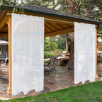 SpaceDresser Waterproof Outdoor Sheer Curtains for Patio - 2 Panels Rod Pocket Indoor Voile Sheer Curtain for Living Room,52W x 108L inch, White