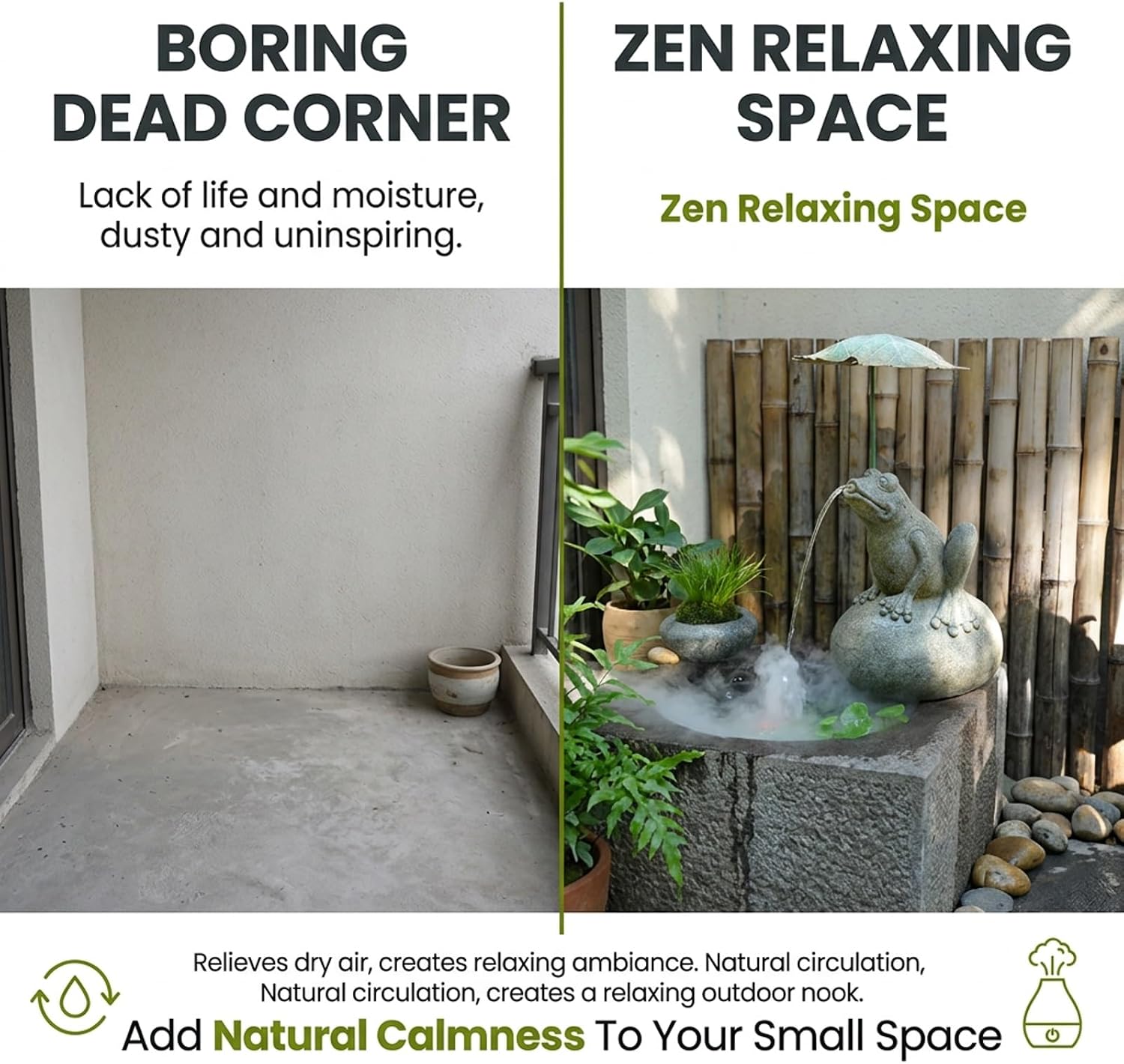 Garden Pond Spitters Statue Pond Water Feature Fish Pond Water Circulation Outlet Landscaping for Outdoor Patio Yard(Meditating Frog)
