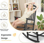 Patio Rocking Chair Outdoor Set of 1,Weather Resistant Poly Resin Oversized Porch Rocker,Indoor Outdoor Use(1, Black)