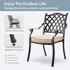 7-Piece Cast Aluminum Patio Furniture, Outdoor Dining Sets for 6 Include 54" Round Patio Dining Table and 6 Stackable Chairs with Cushions & Umbrella Hole (Bronze)