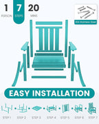 SERWALL HDPE Outdoor Rocking Chair Set of 6, Patio Rocking Chairs for Adults, All Weather Outdoor Rockers for Lawn, Aruba