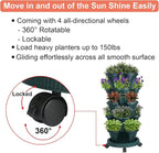 GameXcel Vertical Planter 5 Tier Stackable Planters Garden Planters Strawberry Herb Flower and Vegetable Planter Indoor Outdoor Gardening Pots with Removable Wheels and Tools 2-Pack
