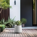 Kante 15.3-Inch Dia Round Concrete Planter, Large Plant Pot with Drainage Hole and Rubber Plug for Indoor Outdoor Use – Home, Garden, or Patio, Pure White