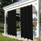 BONZER Outdoor Curtains for Patio Water Resistant Heavy Privacy Light Filtering Grommet Outside Curtains for Porch, Pergola, Gazebo, 1 Panel, 84W x 95L inch, Black