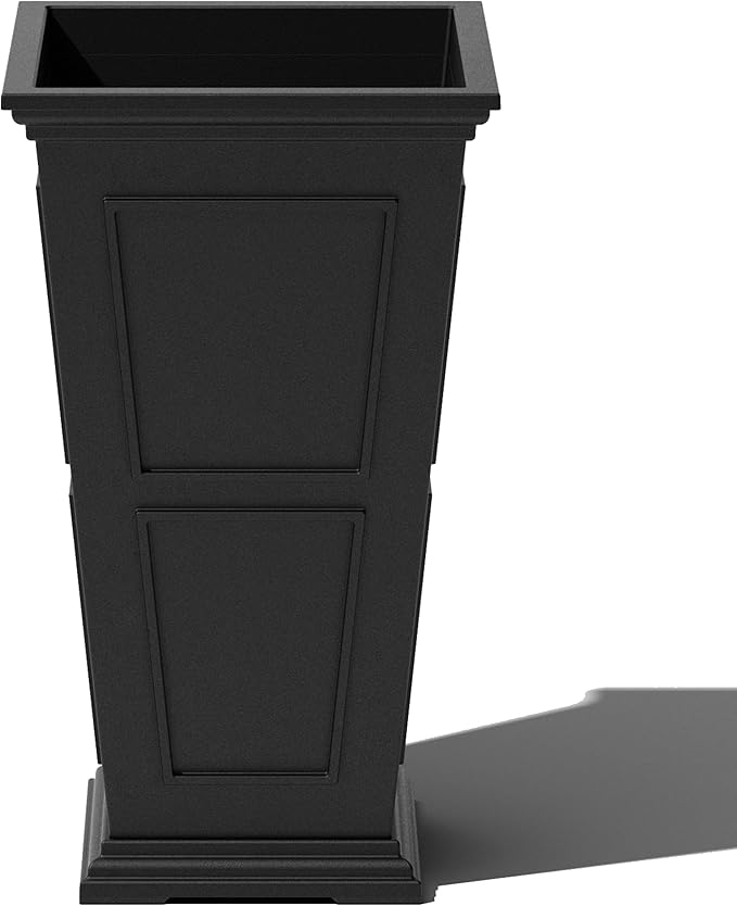 Veradek Brixton Series Tall Planter - Large Outdoor Planter for Front Porch/Patio | Crack-Resistant Plastic for All-Weather Use | Classic Estate Design for Tall Plants, Flowers, Trees