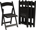200 Black Resin Stackable Folding Chair - Comfortable Black Foldable Chair - Folding Chairs with Padded Seats - Indoor/Outdoor Folding Chairs for Events - Lightweight Foldable Chairs (200 Pack)