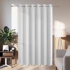 Joydeco Blackout Patio Sliding Door Curtains 96 Inches Long, Grommet Privacy Room Divider Curtains, Extra Wide Thermal Blackout Drapes for Bedroom Living Room (Greyish White, 80Wx96L, 1 Panel)