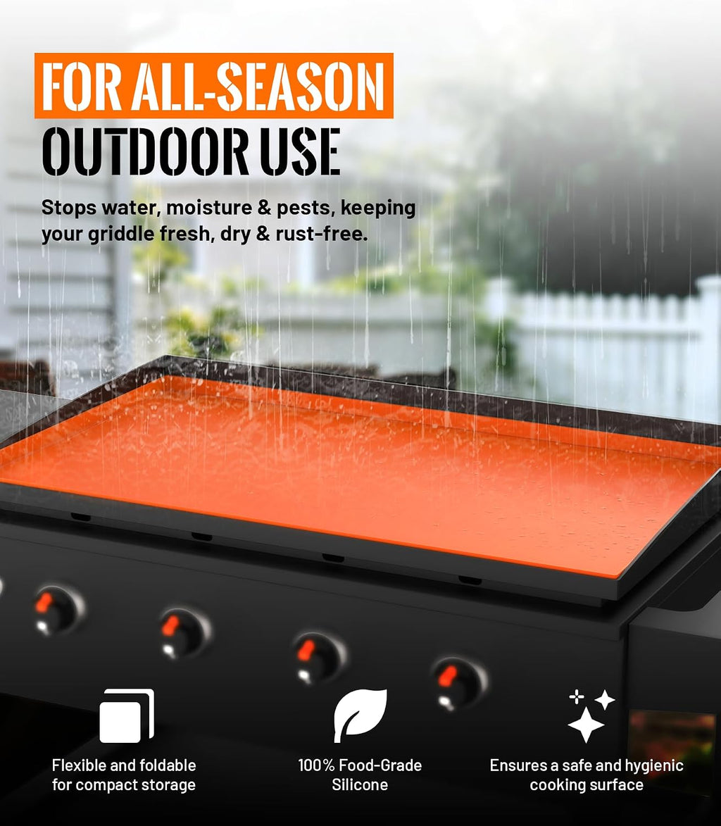 28 Inch Silicone Griddle Mat for Blackstone, Heavy-Duty Cover | Food-Grade Silicone, 1-Inch Raised Edge, Waterproof, Rust & Dust-Proof, Dishwasher Safe, Outdoor BBQ Accessories