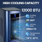 airplus smart portable air conditioner, 12,000 btu cooling/heating shown in use