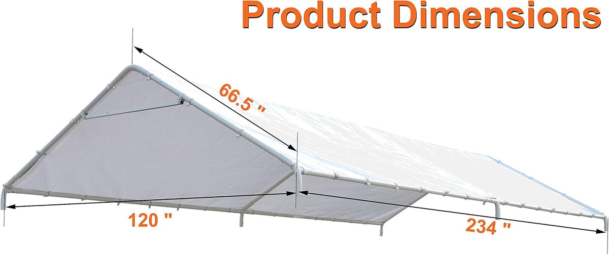thanaddo 10 x 20 ft carport replacement canopy showing dimensions