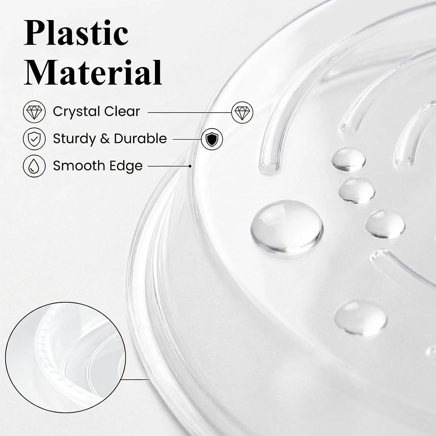 20 Pack Clear Plant Saucer 4.5 Inches Plastic Drip Trays to Catch Water | Round plastic flower pot saucers for indoors and outdoors catch drainage water to protect floors, shelves, decks and patios.