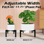 2 Pcs Heavy Duty Adjustable Metal Plant Stand for 10"-16" Plant Pot – Indoor & Outdoor (Black 2 Pack)
