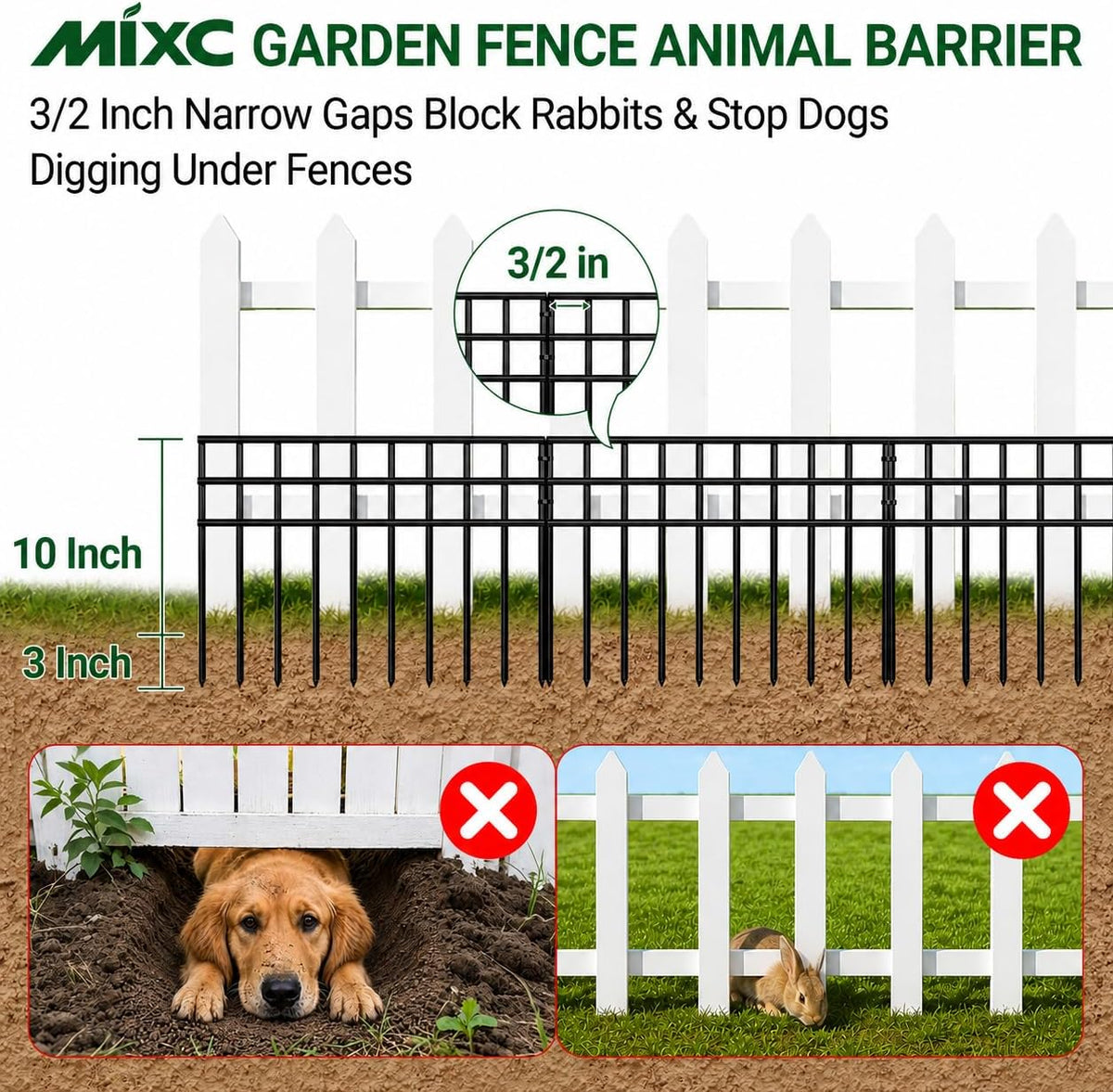 mixc 30 pack animal barrier fence, 42.5ft x, close-up detail