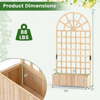 Giantex Wooden Raised Garden Bed with Arched Trellis Set 2, 71” Fir Wood Outdoor Elevated Planter Box Privacy Screen w/Drainage Holes, Vertical Garden Bed for Climbing Plants, Patio Balcony Backyard