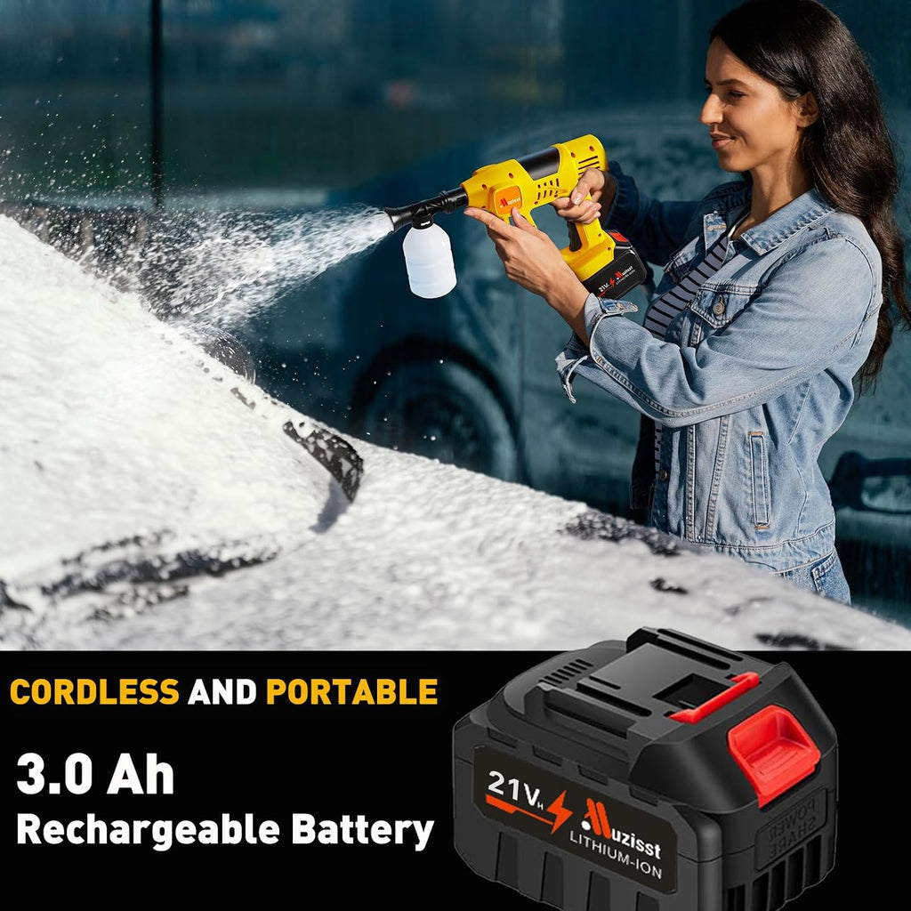 1100 psi cordless car washer,portable battery powered cleaning showing dimensions