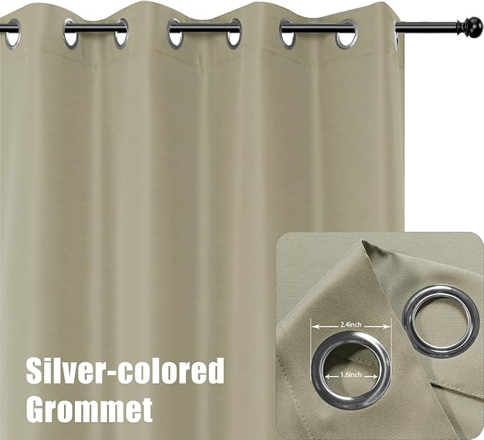 BONZER Waterproof Indoor/Outdoor Curtains for Patio Thick Privacy Extra Wide Grommet Curtains for Bedroom, Living Room, Porch, Pergola, Cabana, 1 Panel, 150W x 84L inch, Taupe