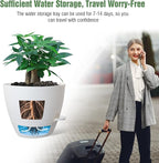 12inch 2Pack Large Self Watering Planters, Plastic Plant Pots with 60oZ Removable Deep Reservoir and Multi Mesh Drainage Holes for Indoor Outdoor Garden Plants and Flowers, White