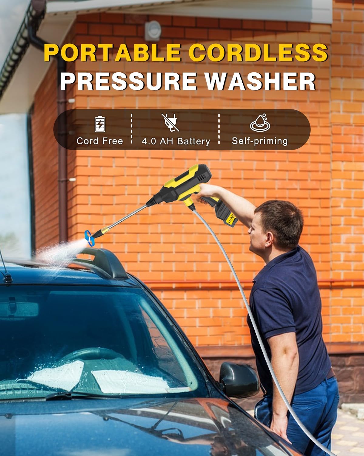 cordless pressurewasher - max 1480 psi battery powered shown in use