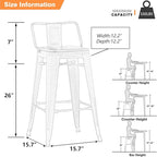 Yongchuang 26 inch Metal Bar Stools Set of 4 Counter Height Barstools Farmhouse Kitchen Bar Chairs with Wood Seat Low Back Cream White