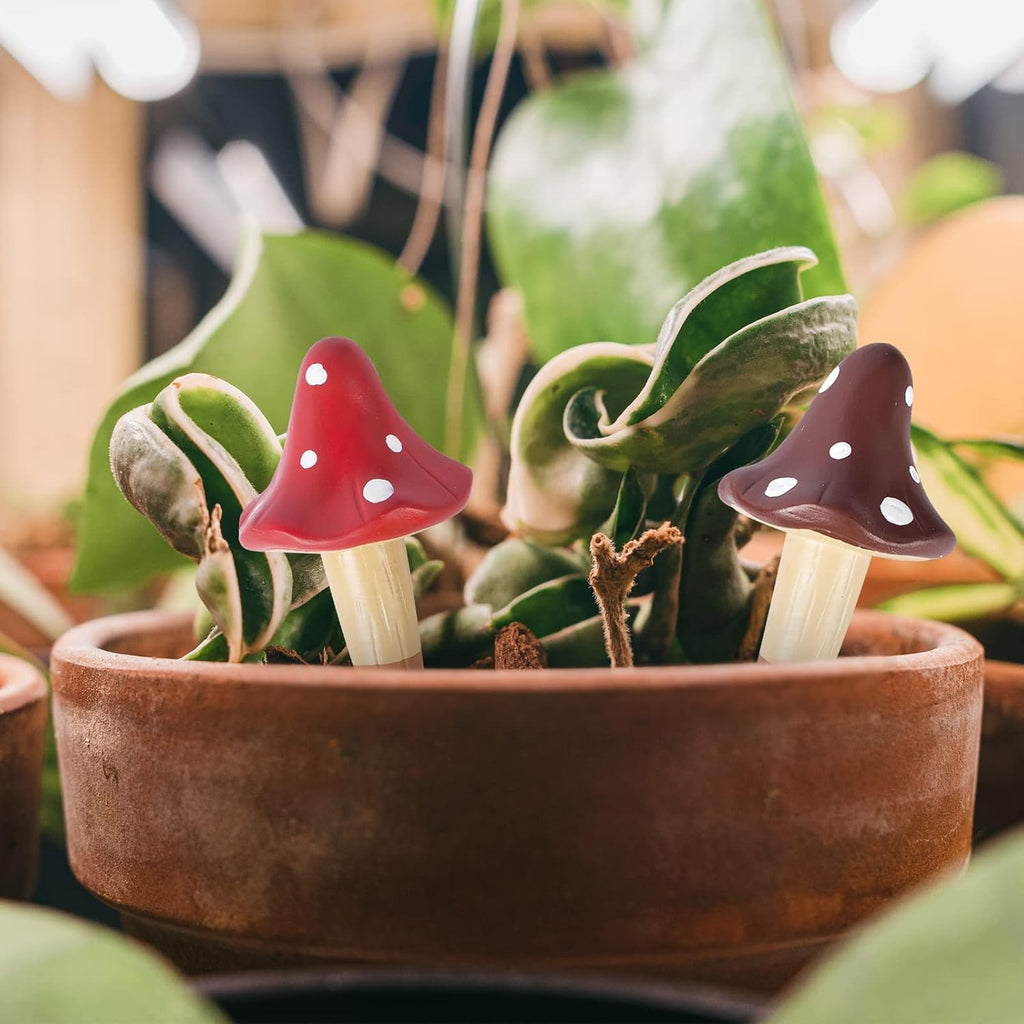 Self Watering Spikes Mushroom Shaped Plant Watering Globes | Irrigation Terracotta Watering Device Garden Waterer for Indoor Outdoor Plant 4 Packs