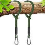 SELEWARE Heavy Duty Tree Swing Ropes, 5FT Hammock Tree Straps Hanging Kit | 2 Pcs Green Swing Straps with Stainless Steel Locking Carabiners for Indoor Outdoor Swings Hammock Playground Set Accessories