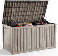 DRATO 200 Gallon Deck Box, Waterproof Resin Large Outdoor Storgae Box for Patio Furniture, Patio Cushions, Gardening Tools, Pool Supplies, Lockable（Gray，200 Gallon）