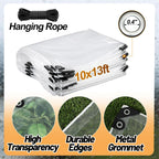 10x13ft anti-tear clear tarp waterproof, 5 mil, windproof showing dimensions